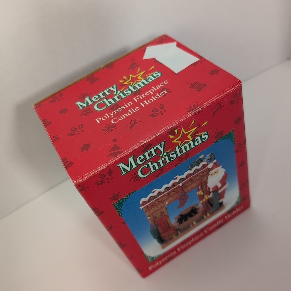 Vintage Christmas Fireplace Mantel Votive Polyresin Candle Holder Hand Painted - Picture 4 of 6